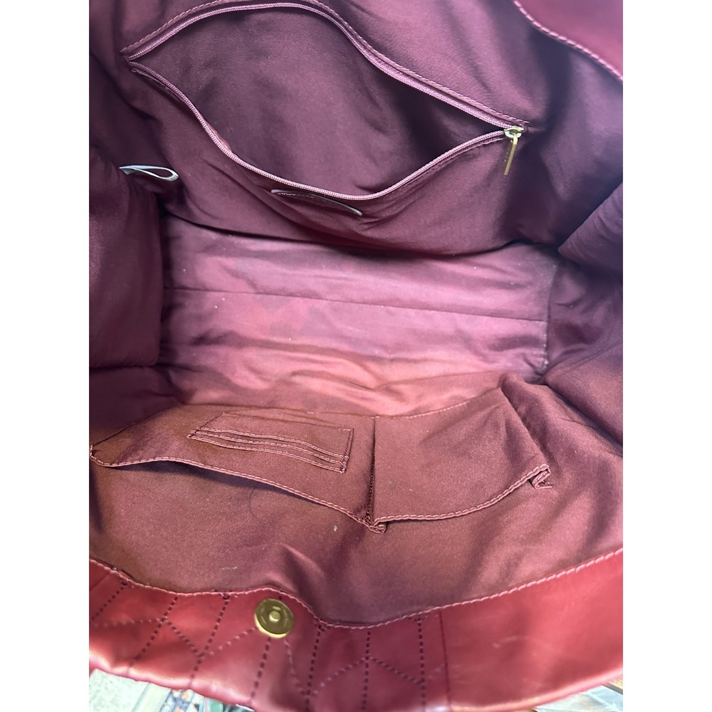 Fossil Carmen Tote Burgundy Quilted Leather Handbag Crossbody Wine Shoulder Bag - Picture 11 of 16